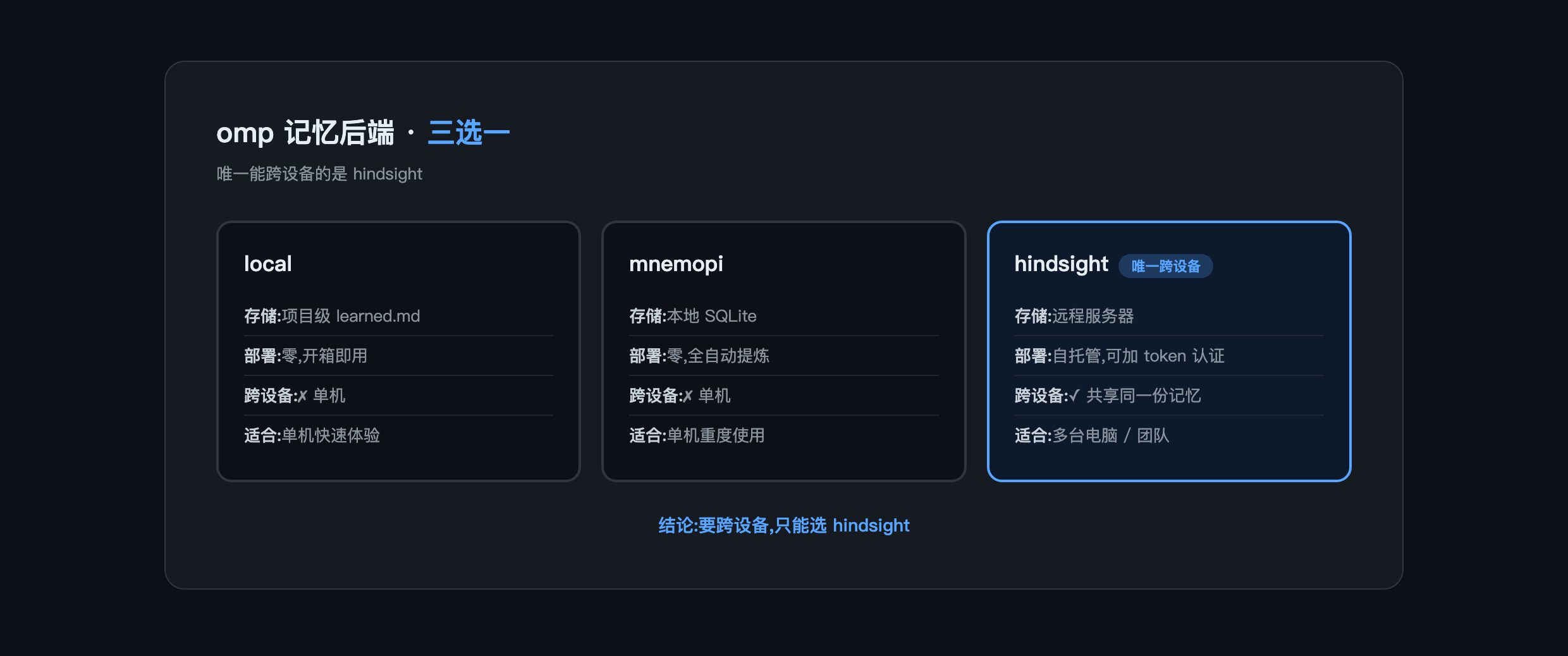 omp 记忆后端三选一